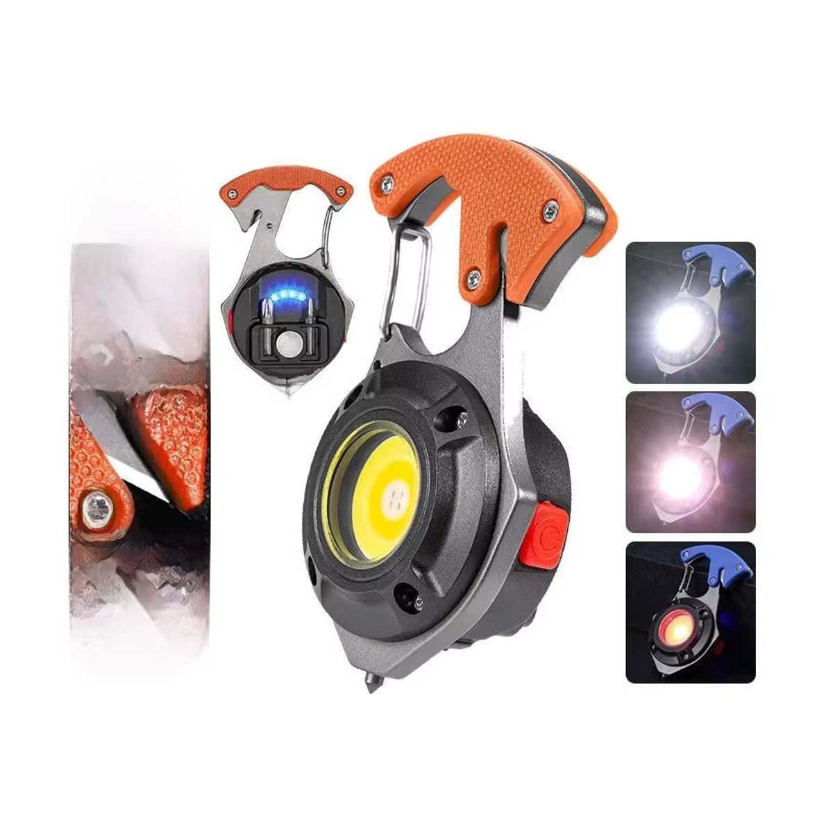 ESMARTER Mini-Multifunktions-Schlüsselanhänger-Licht, wiederaufladbare COB-Taschenlampe für Outdoor und Camping, Industrial Design - Bild 6