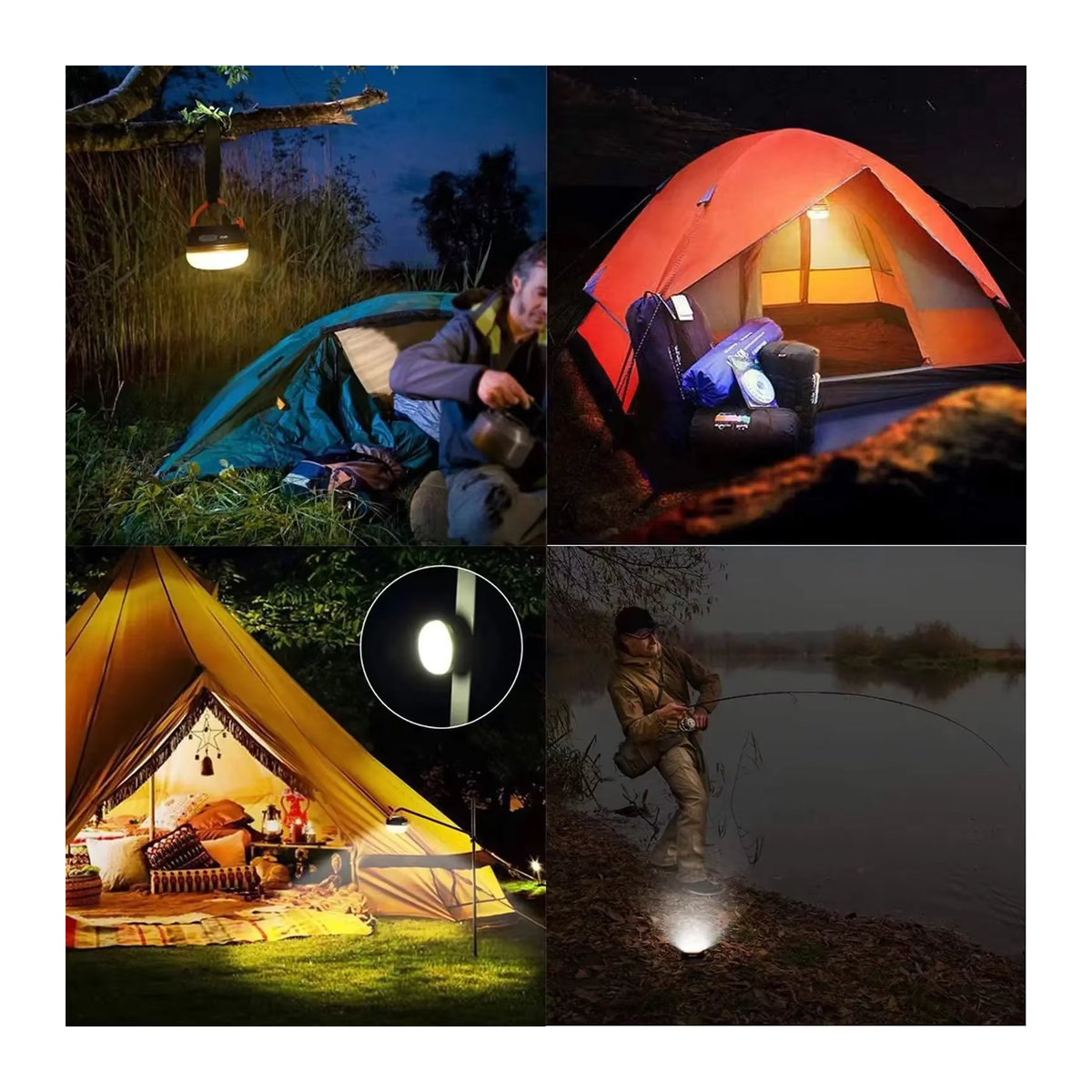 ESMARTER Mini Outdoor LED Camping Lampe mit 3 Modi, USB wiederaufladbare tragbare Zeltlaterne, wasserdichtes Notlicht - Bild 4