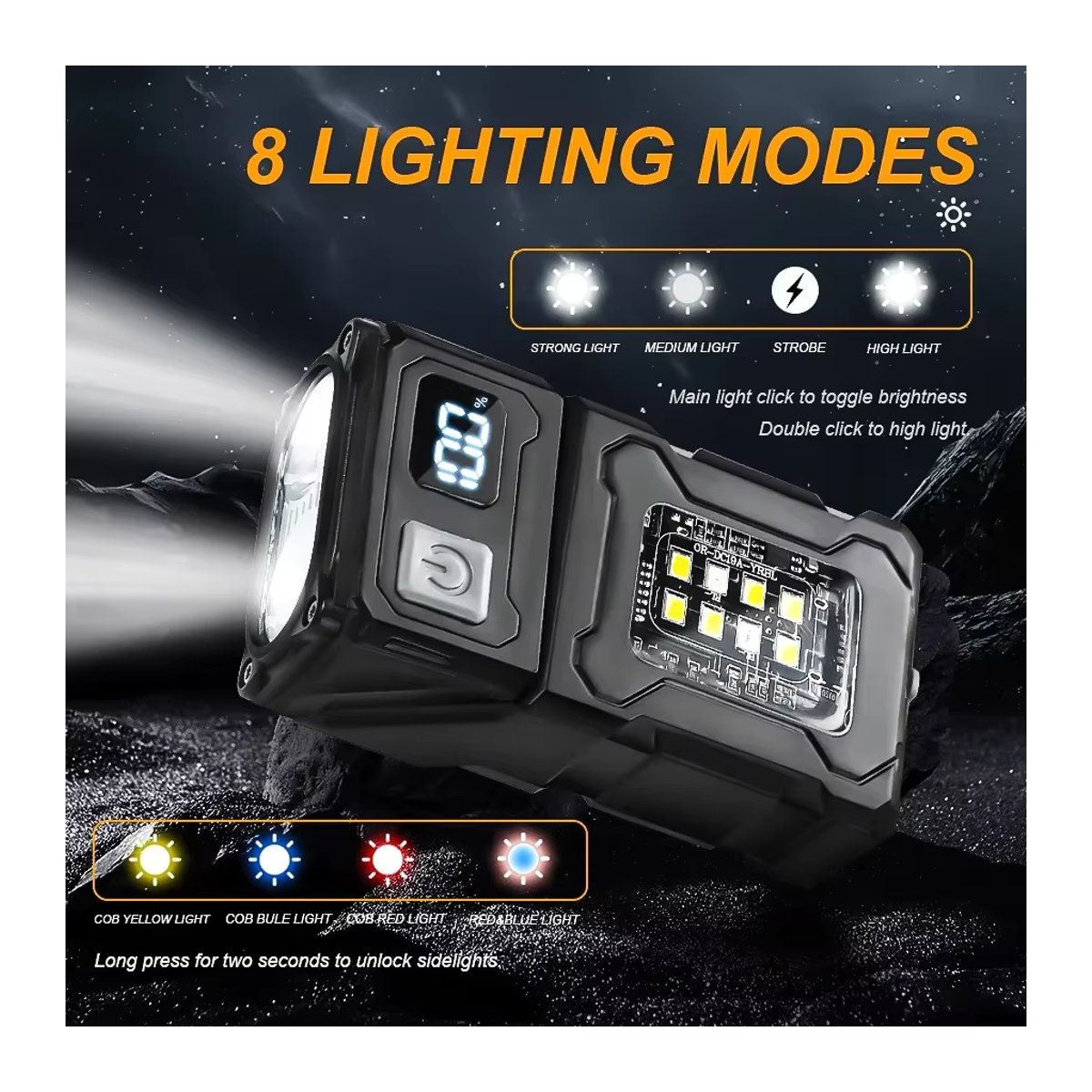 ESMARTER MINI USB wiederaufladbare LED-Taschenlampe mit Schwanzmagnet und seitlichem COB-Notlicht in Superhell für Camping und unterwegs - Bild 3