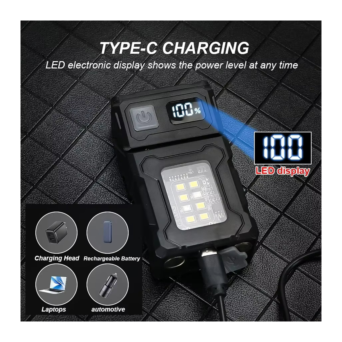 ESMARTER MINI USB wiederaufladbare LED-Taschenlampe mit Schwanzmagnet und seitlichem COB-Notlicht in Superhell für Camping und unterwegs - Bild 5