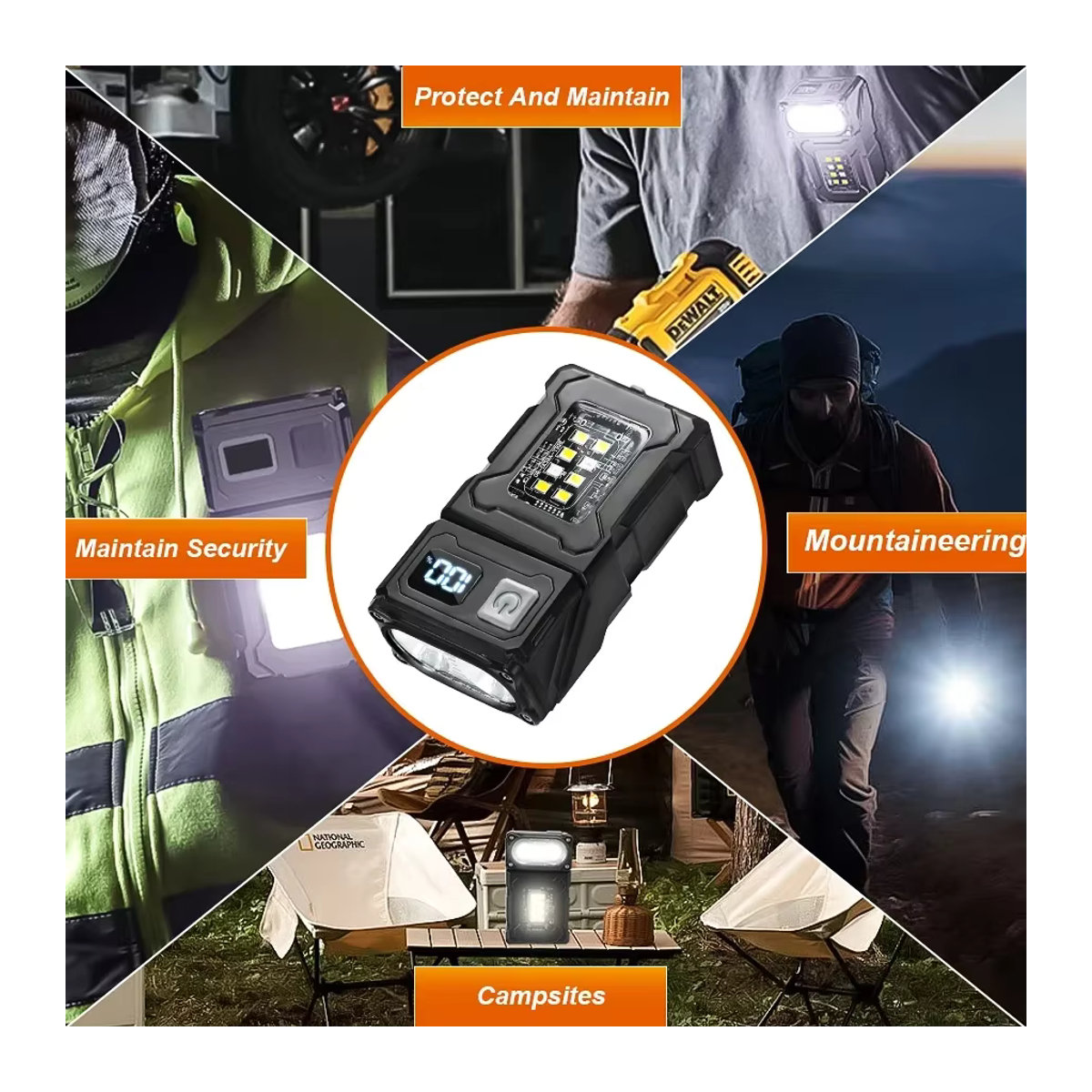 ESMARTER MINI USB wiederaufladbare LED-Taschenlampe mit Schwanzmagnet und seitlichem COB-Notlicht in Superhell für Camping und unterwegs - Bild 6