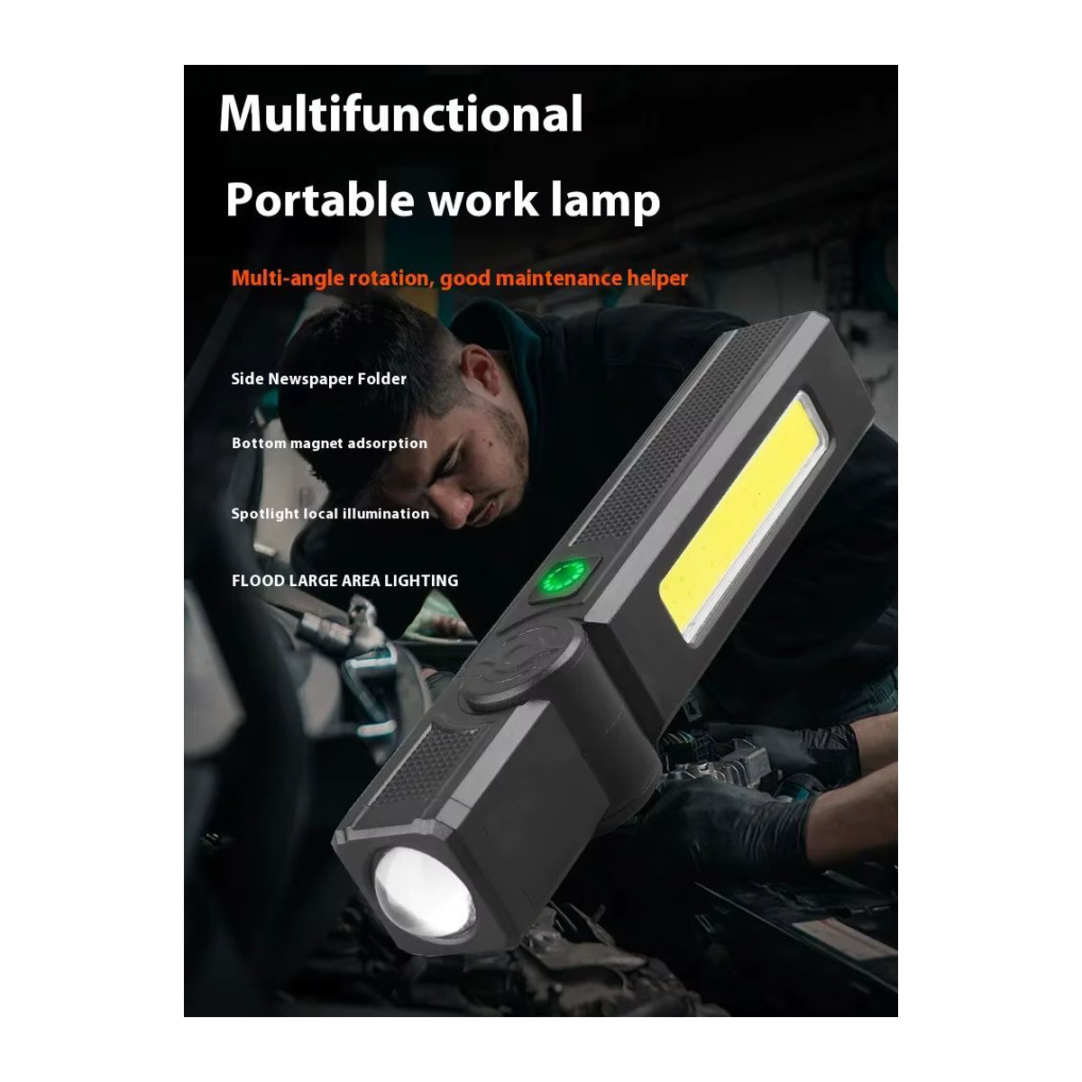 ESMARTER Multifunktionale wiederaufladbare USB-Taschenlampe mit Magnet und starker COB-LED, wasserdichtes Arbeitslicht - Bild 5