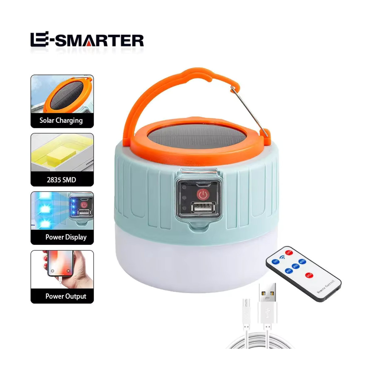 ESMARTER Outdoor Solar LED Camping Laterne USB aufladbar und tragbar für Zelt, Angeln und Grillen - Bild 3