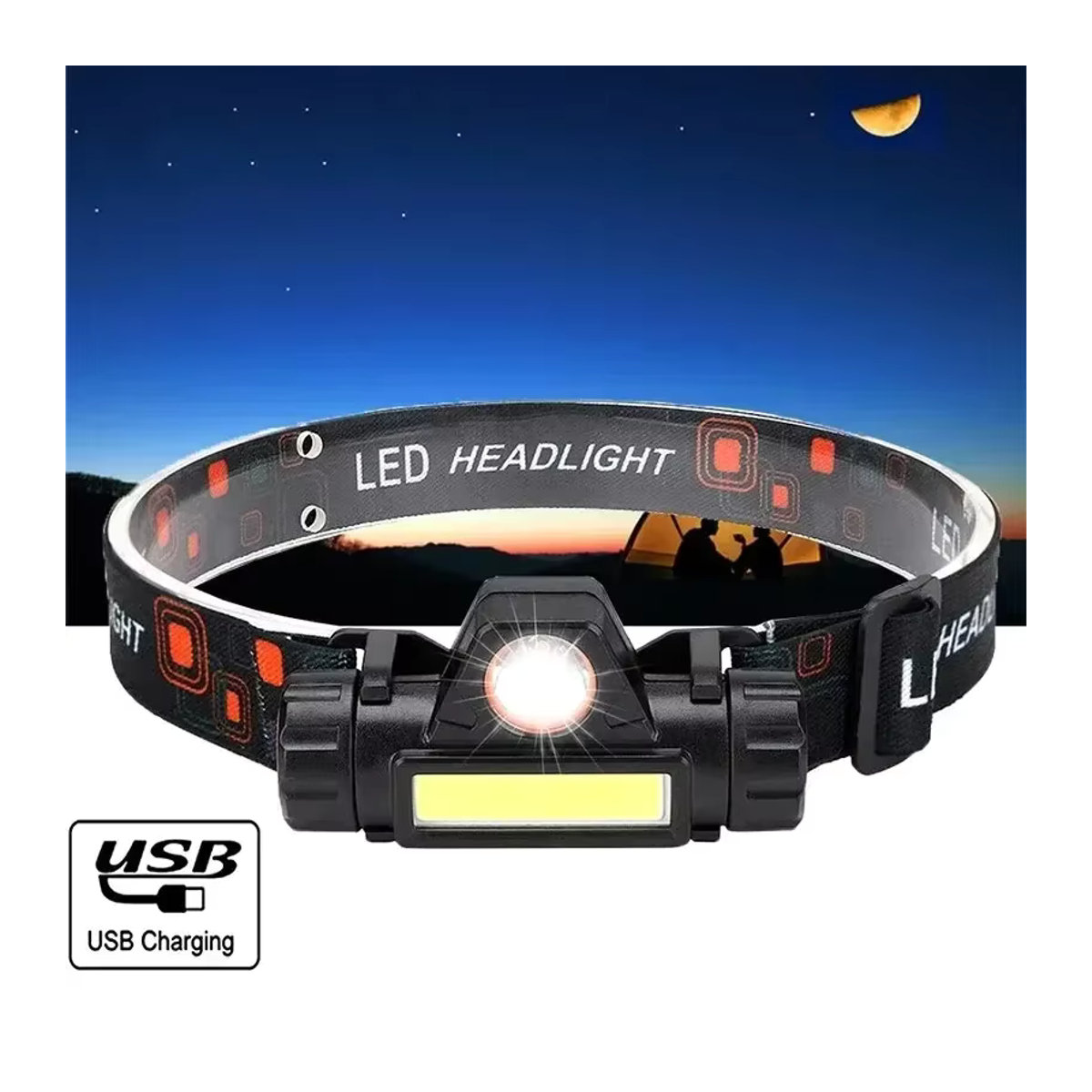 ESMARTER Q5 COB-LED-Scheinwerfer mit eingebautem 18650-Akku und stufenloser Dimmfunktion für Outdoor-Camping und Angeln - Bild 2
