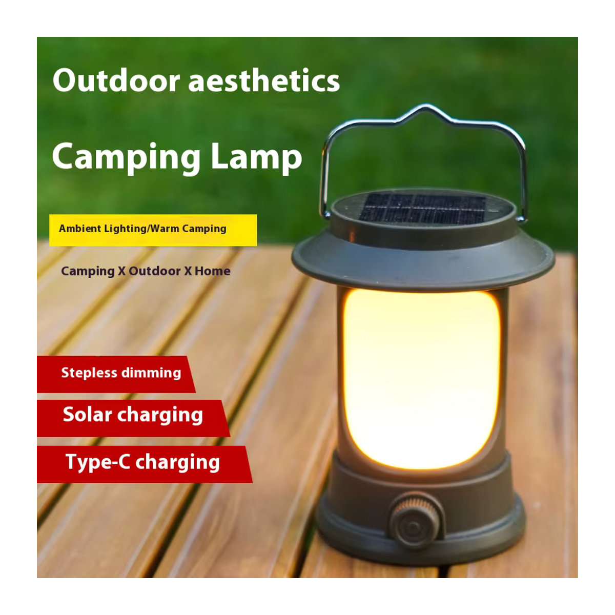 ESMARTER Retro Solar Camping Laterne mit dimmbarer Kalt- und Warmlichtfunktion und 3 Beleuchtungsmodi für Outdoor, Wandern und Zelt - Bild 4