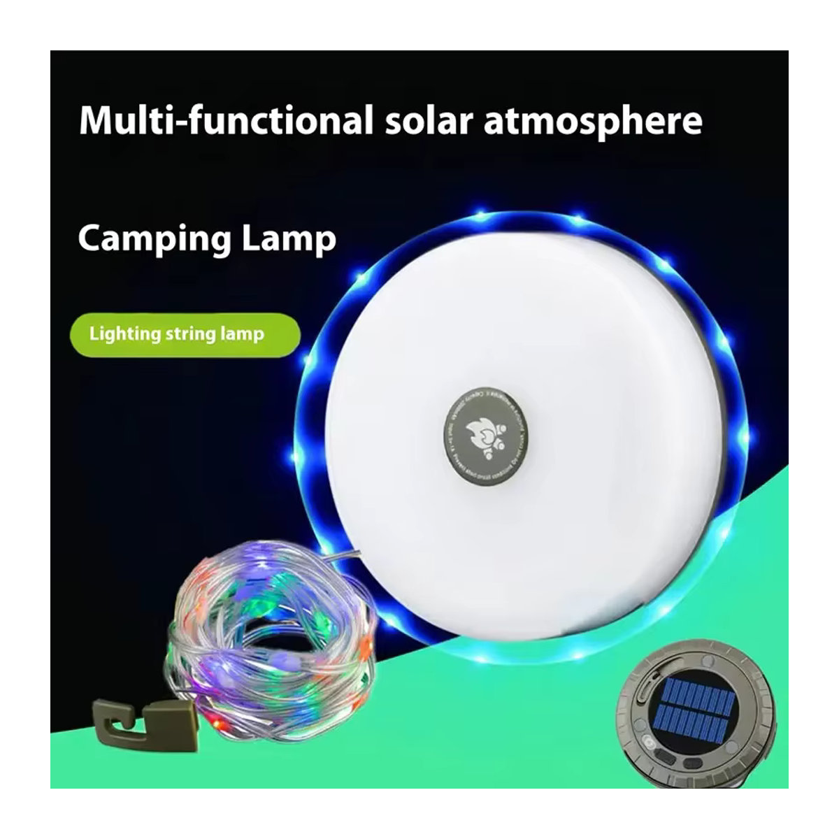 ESMARTER Solar Camping Lichterkette RGB LED wiederaufladbar wasserdicht mit Haken, 10m Länge, Bunt - Bild 4