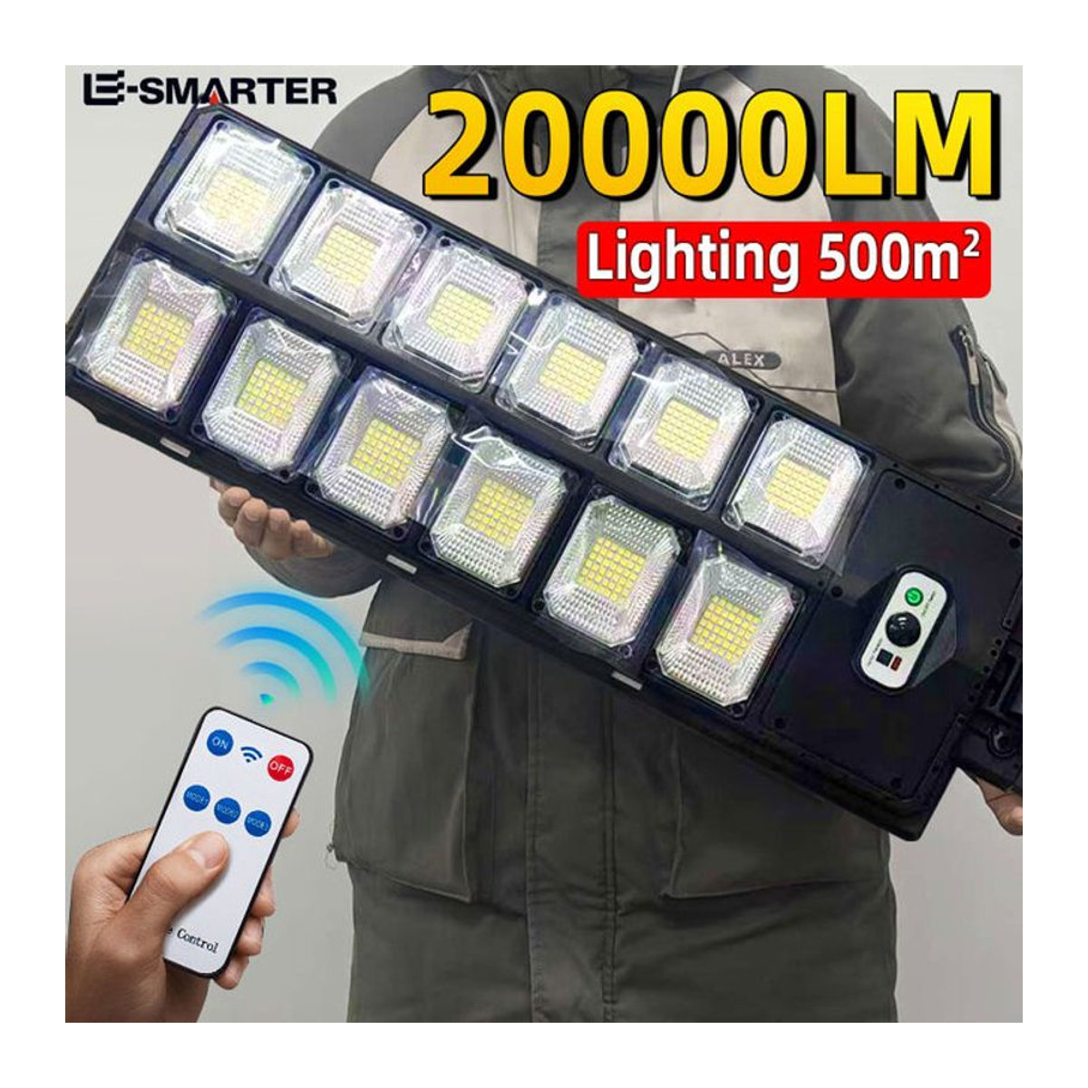 ESMARTER Solar-LED-Außenleuchte Schwarz mit 720 LEDs und Fernbedienung, Wasserdichte Solar-Gartenlaterne mit 3 Modi und 7700LM Lichtleistung - Bild 1