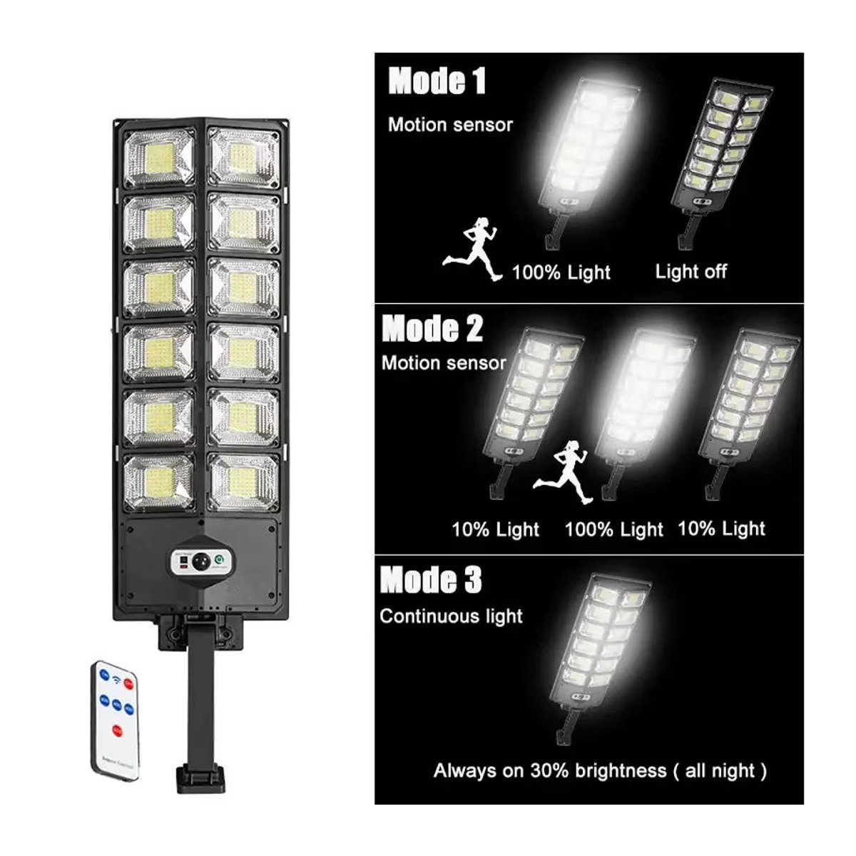 ESMARTER Solar-LED-Außenleuchte Schwarz mit 720 LEDs und Fernbedienung, Wasserdichte Solar-Gartenlaterne mit 3 Modi und 7700LM Lichtleistung - Bild 3
