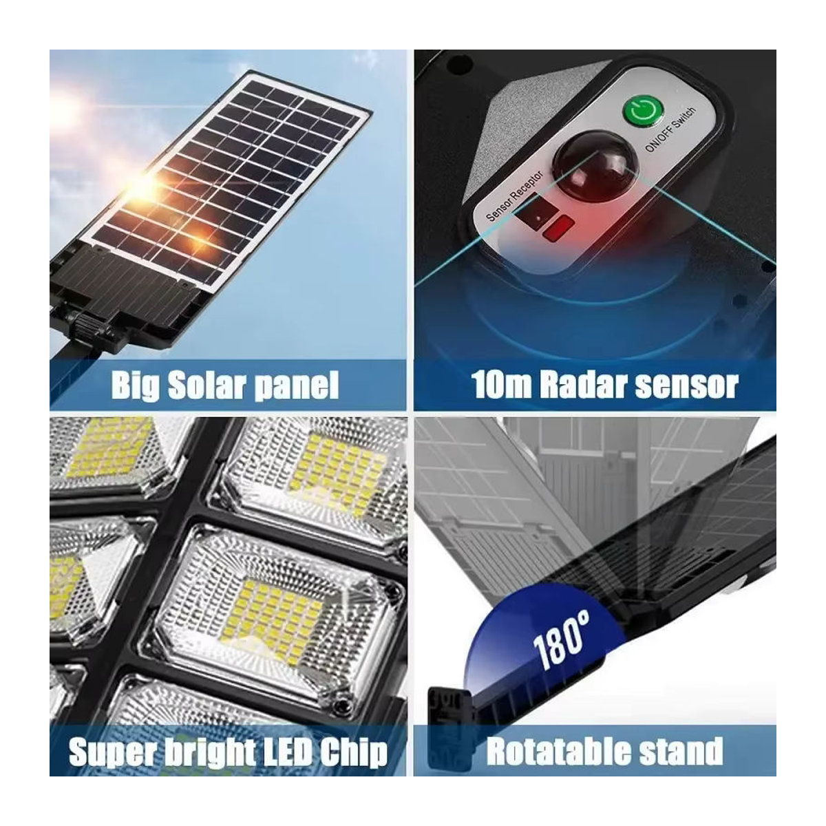 ESMARTER Solar-LED-Außenleuchte Schwarz mit 720 LEDs und Fernbedienung, Wasserdichte Solar-Gartenlaterne mit 3 Modi und 7700LM Lichtleistung - Bild 4