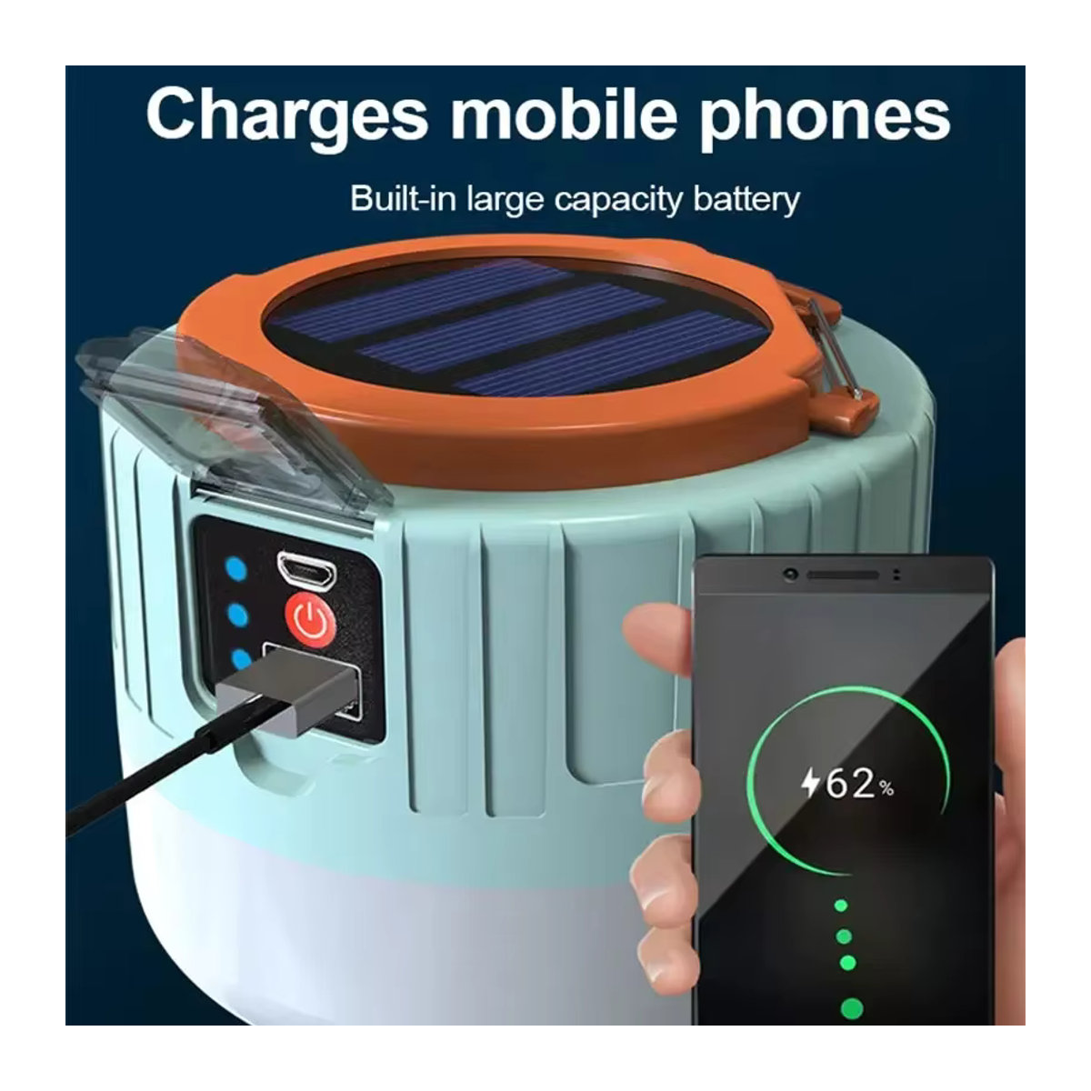 ESMARTER Solar LED Camping Laterne USB wiederaufladbare tragbare Outdoor-Leuchte für Zelt, Angeln und Grillen - Bild 4