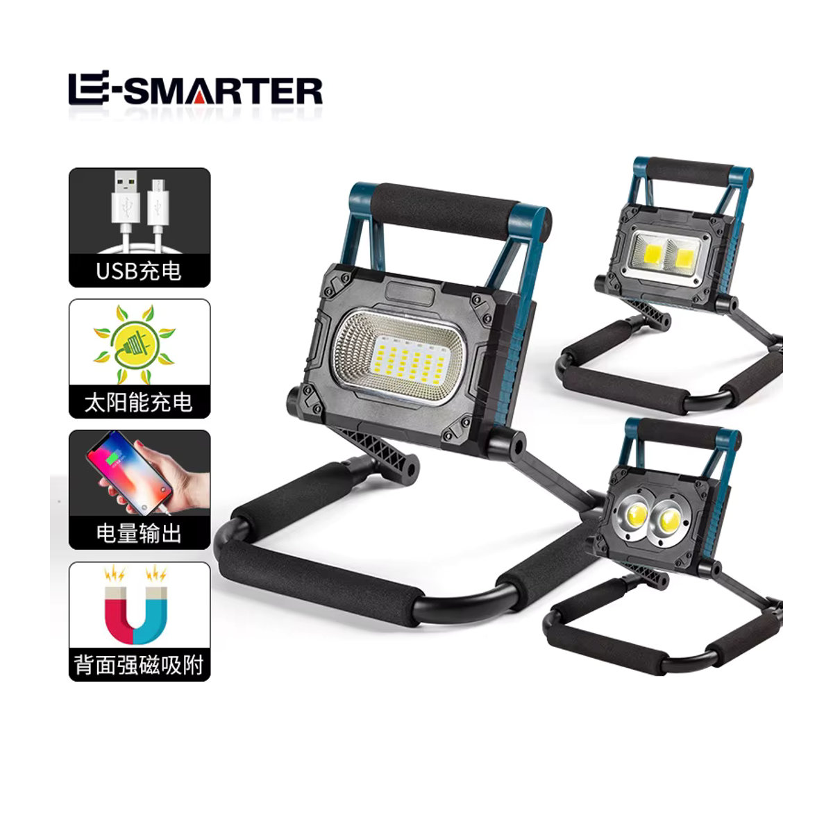 ESMARTER Solar LED Flutlicht mit USB Power Bank Funktion und Taschenlampe für Camping und Angeln - Bild 6