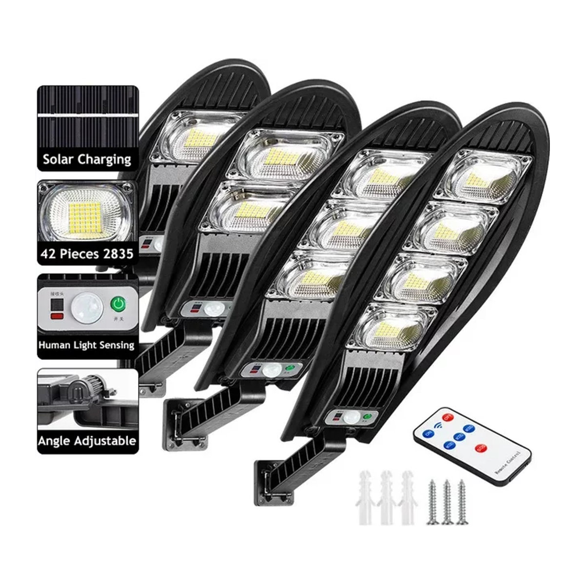 ESMARTER Solar LED Gartenlaterne Schwarz mit Bewegungssensor und Fernbedienung wasserdichte Outdoor Wandleuchte für Garage und Flutlicht - Bild 1