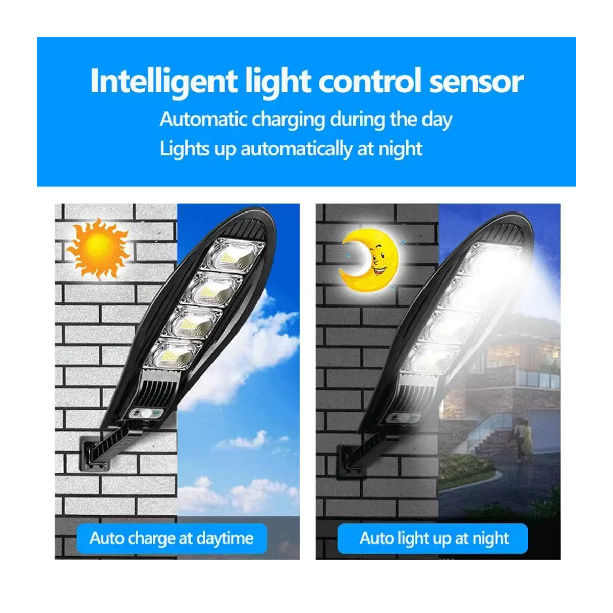 ESMARTER Solar LED Gartenlaterne Schwarz mit Bewegungssensor und Fernbedienung wasserdichte Outdoor Wandleuchte für Garage und Flutlicht - Bild 4