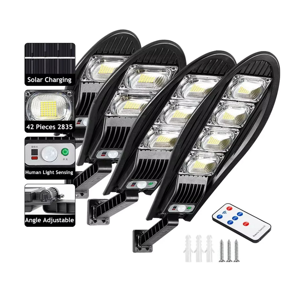 ESMARTER Solar LED Gartenlaterne Schwarz mit Bewegungssensor und Fernbedienung wasserdichte Outdoor Wandleuchte für Garage und Flutlicht - Bild 6