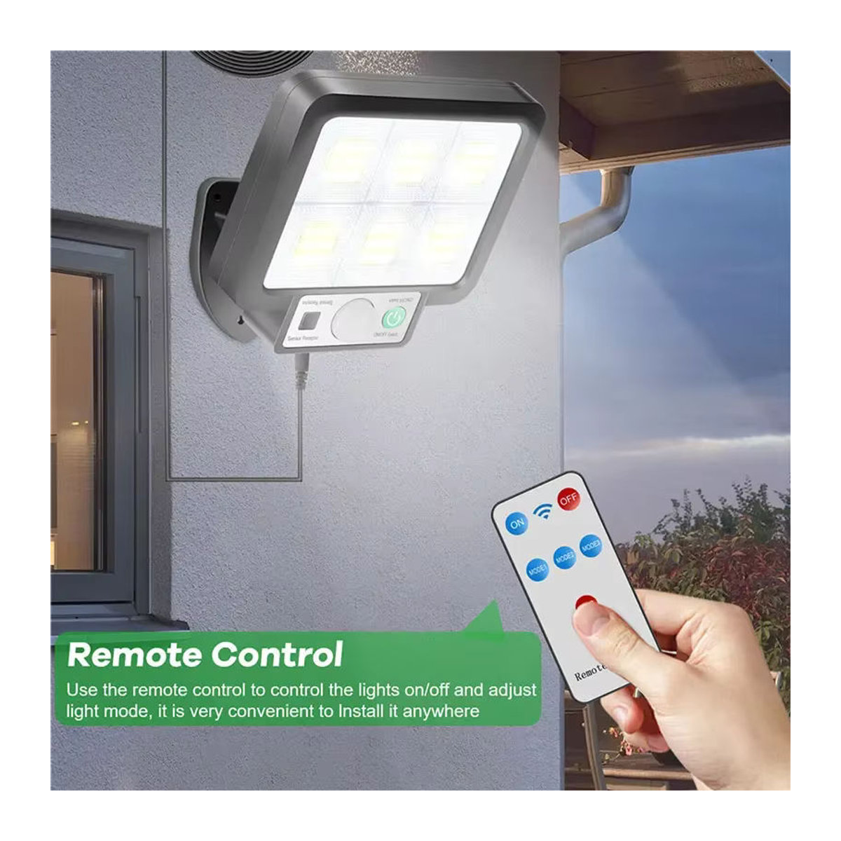 ESMARTER Solar LED Wandleuchte mit Bewegungsmelder und 3 Modi, wasserdicht, Schwarz - Bild 2