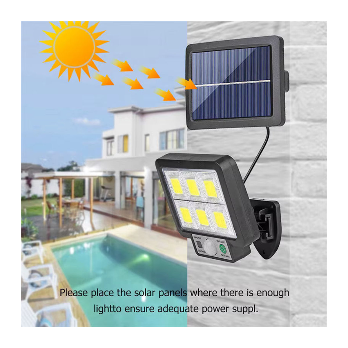 ESMARTER Solar LED Wandleuchte mit Bewegungsmelder und 3 Modi, wasserdicht, Schwarz - Bild 3