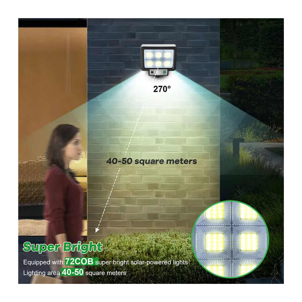 ESMARTER Solar LED Wandleuchte mit Bewegungsmelder und 3 Modi, wasserdicht, Schwarz - Bild 5