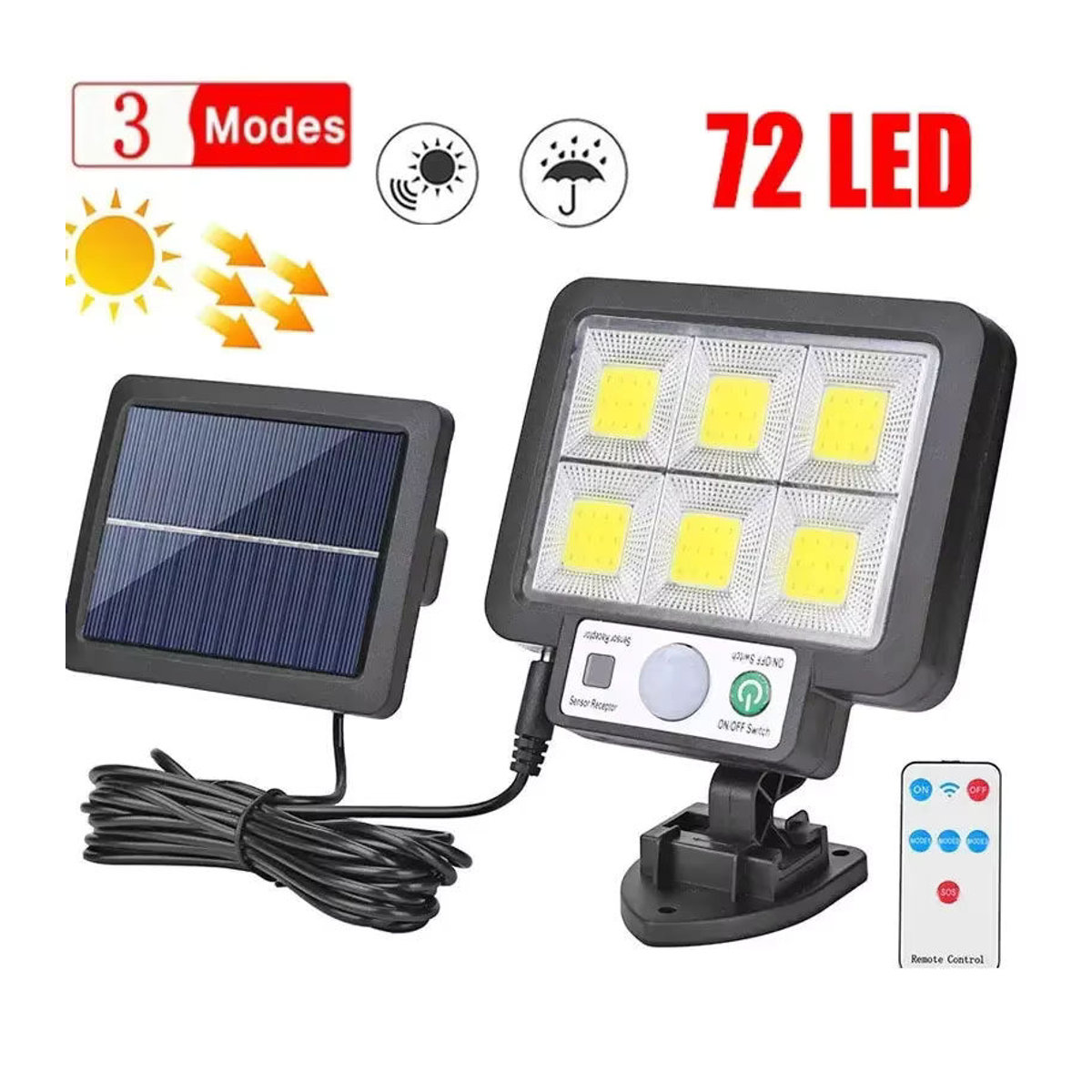 ESMARTER Solar LED Wandleuchte mit Bewegungsmelder und 3 Modi, wasserdicht, Schwarz - Bild 6
