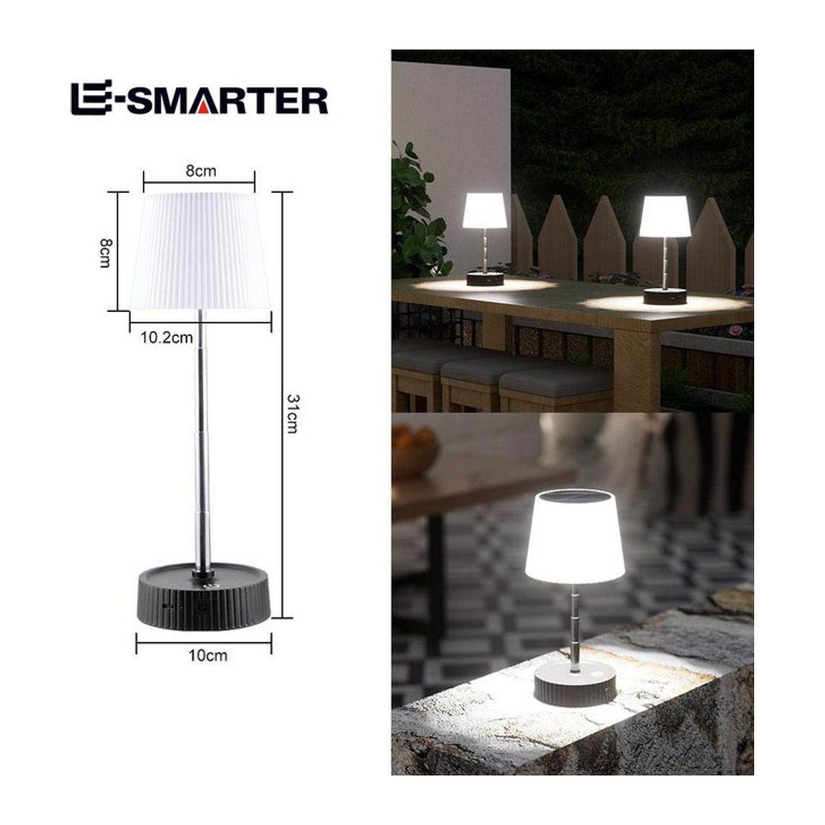 ESMARTER Solar Schreibtisch Lampe Wasserdicht mit USB-Ladefunktion für Outdoor und Camping in minimalistischem Design - Bild 1