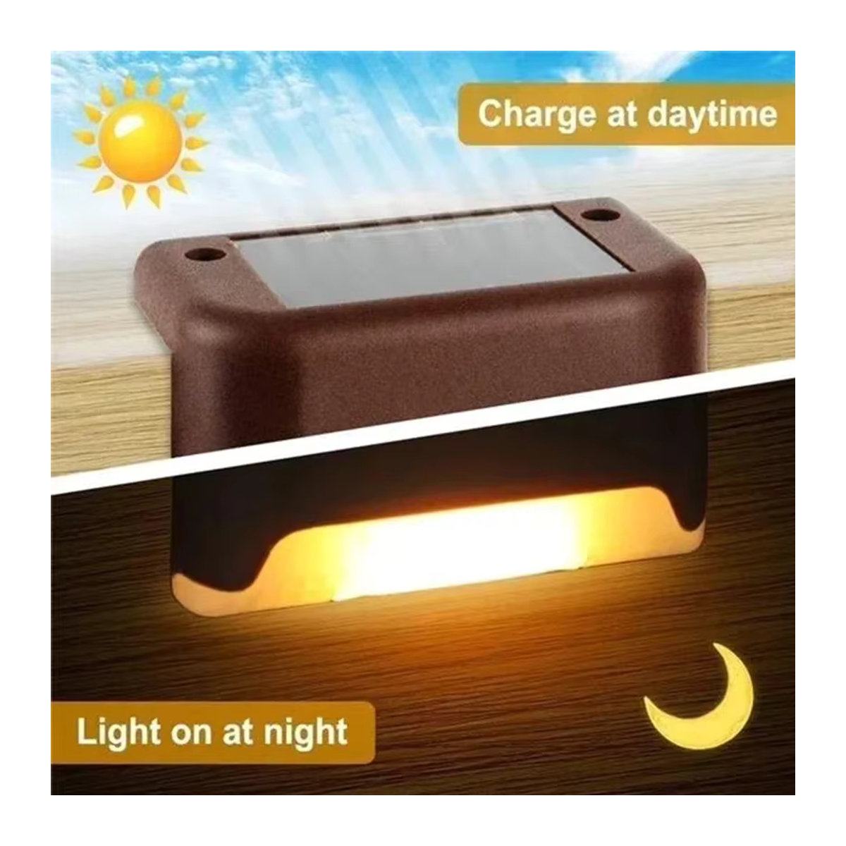 ESMARTER Solar-Terrassenleuchten Modern Schwarz Wasserdichte LED-Stufenleuchten für Geländer, Treppen, Zaun und Gehweg - Bild 3