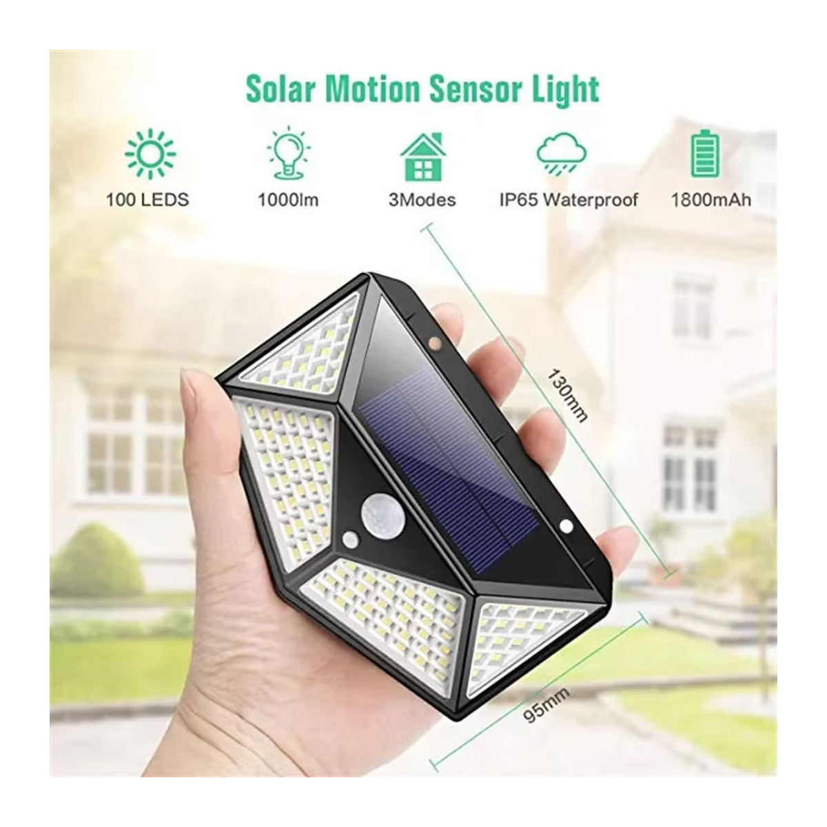 ESMARTER Solar Wandleuchte mit 100 LED und Bewegungssensor, wasserdicht, Schwarz, Modern - Bild 3