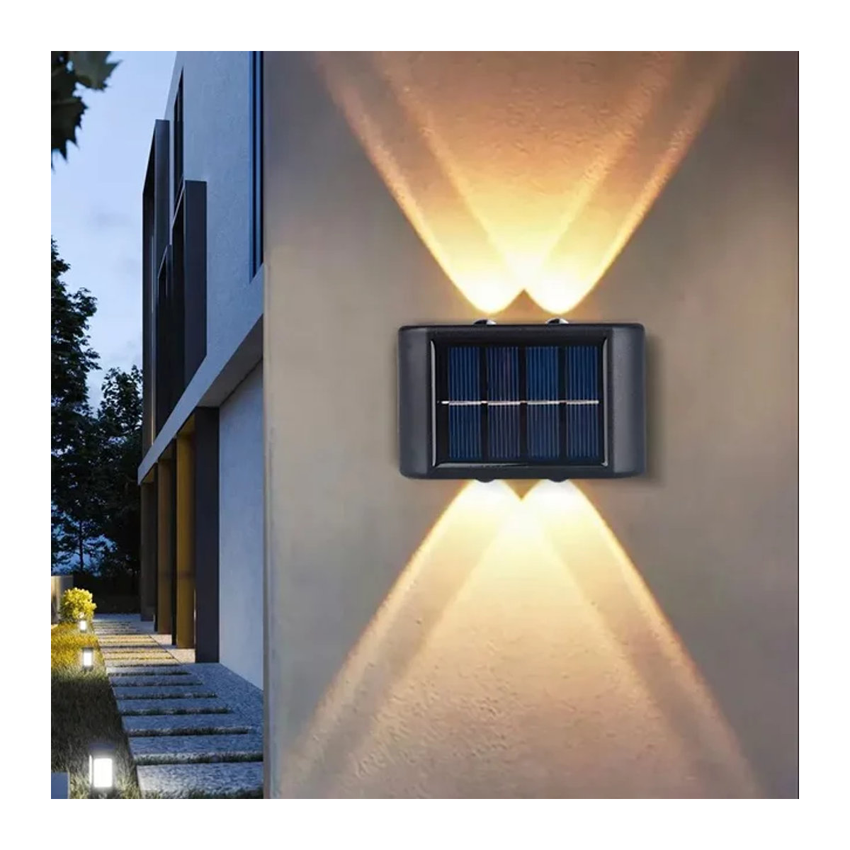 ESMARTER Solar Wandleuchte mit 4 LED Perlen in Schwarz für Garten und Außenbereich - Bild 1