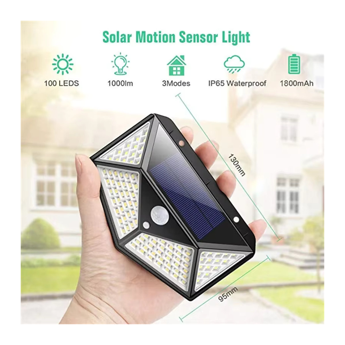 ESMARTER Solar Wandleuchte Modern mit 100 LED und Bewegungssensor, 4-seitig leuchtend, Schwarz, wasserdicht für Garten und Außenbereich - Bild 3