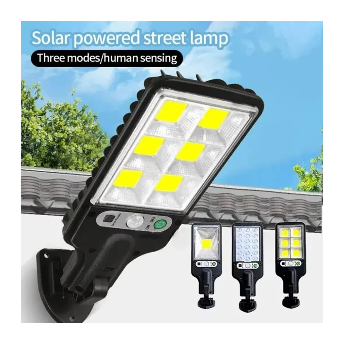 ESMARTER Solarleuchte LED für den Außenbereich mit Bewegungsmelder und 3 Modi, Schwarz - Bild 1