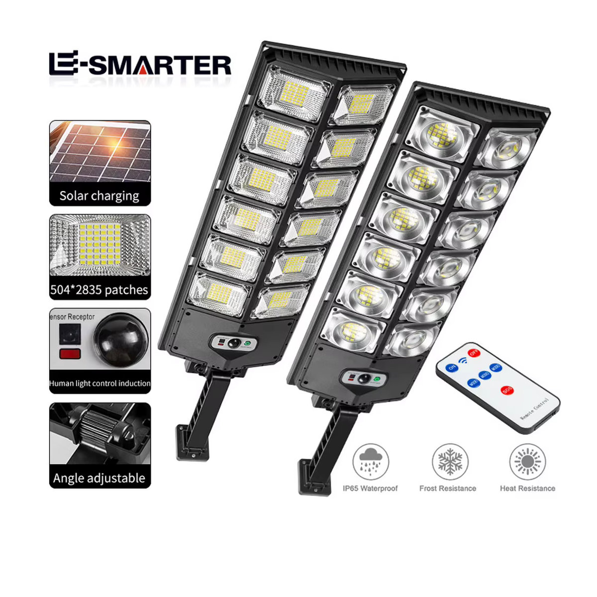 ESMARTER Solarleuchte LED Outdoor mit Bewegungsmelder und Motion Sensor, wasserdicht, Schwarz, Modern - Bild 6