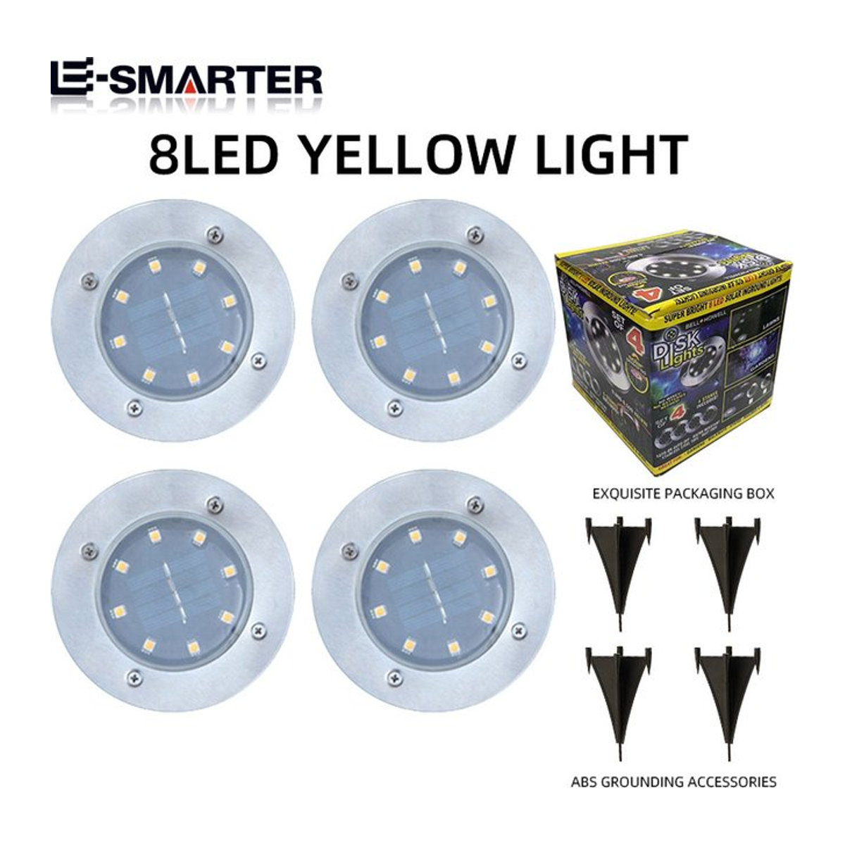 ESMARTER Solarleuchte LED unterirdische Gartenbeleuchtung wasserdicht Silber - Bild 1