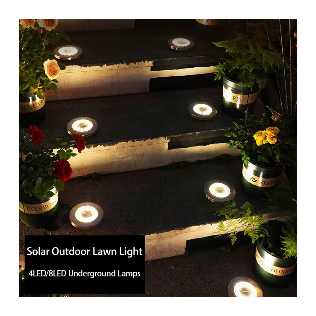 ESMARTER Solarleuchte LED unterirdische Gartenbeleuchtung wasserdicht Silber - Bild 3