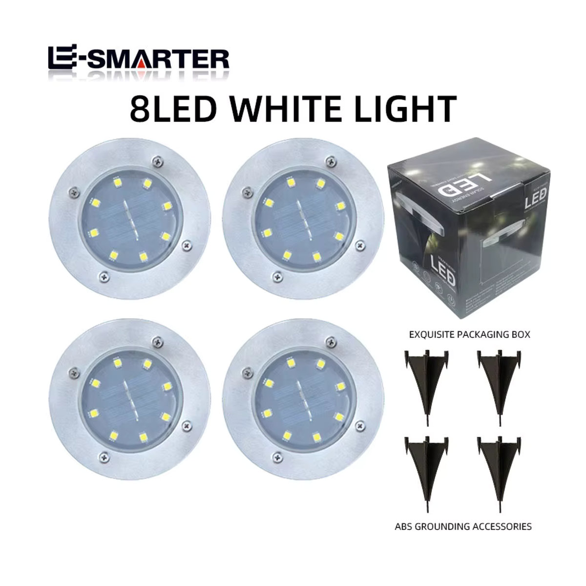 ESMARTER Solarleuchte LED unterirdische Gartenbeleuchtung wasserdicht Silber - Bild 5