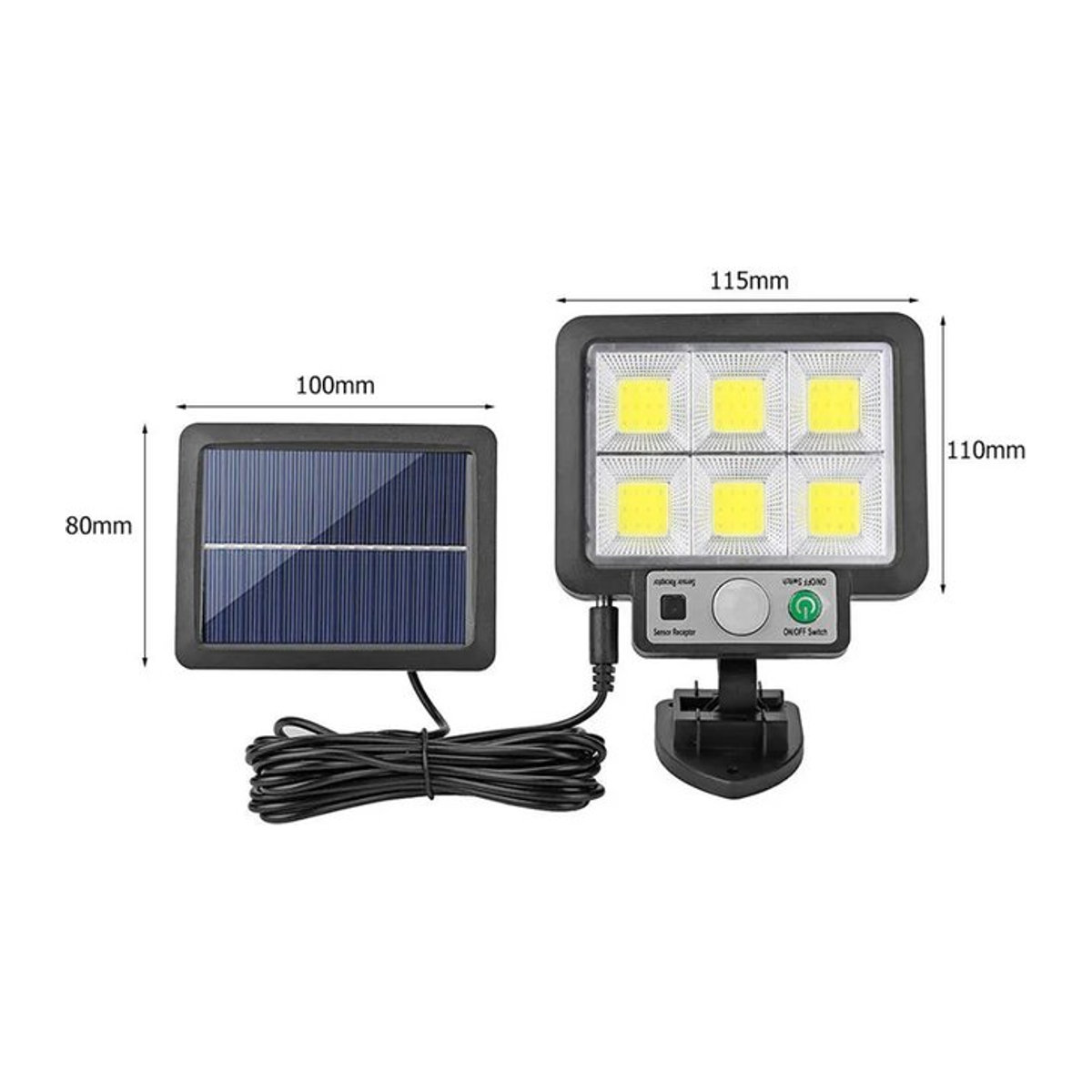 ESMARTER Split-Typ Solarleuchte mit Bewegungsmelder und 72 COB-LEDs in Schwarz für Innen- und Außenbereich inklusive Fernbedienung - Bild 1