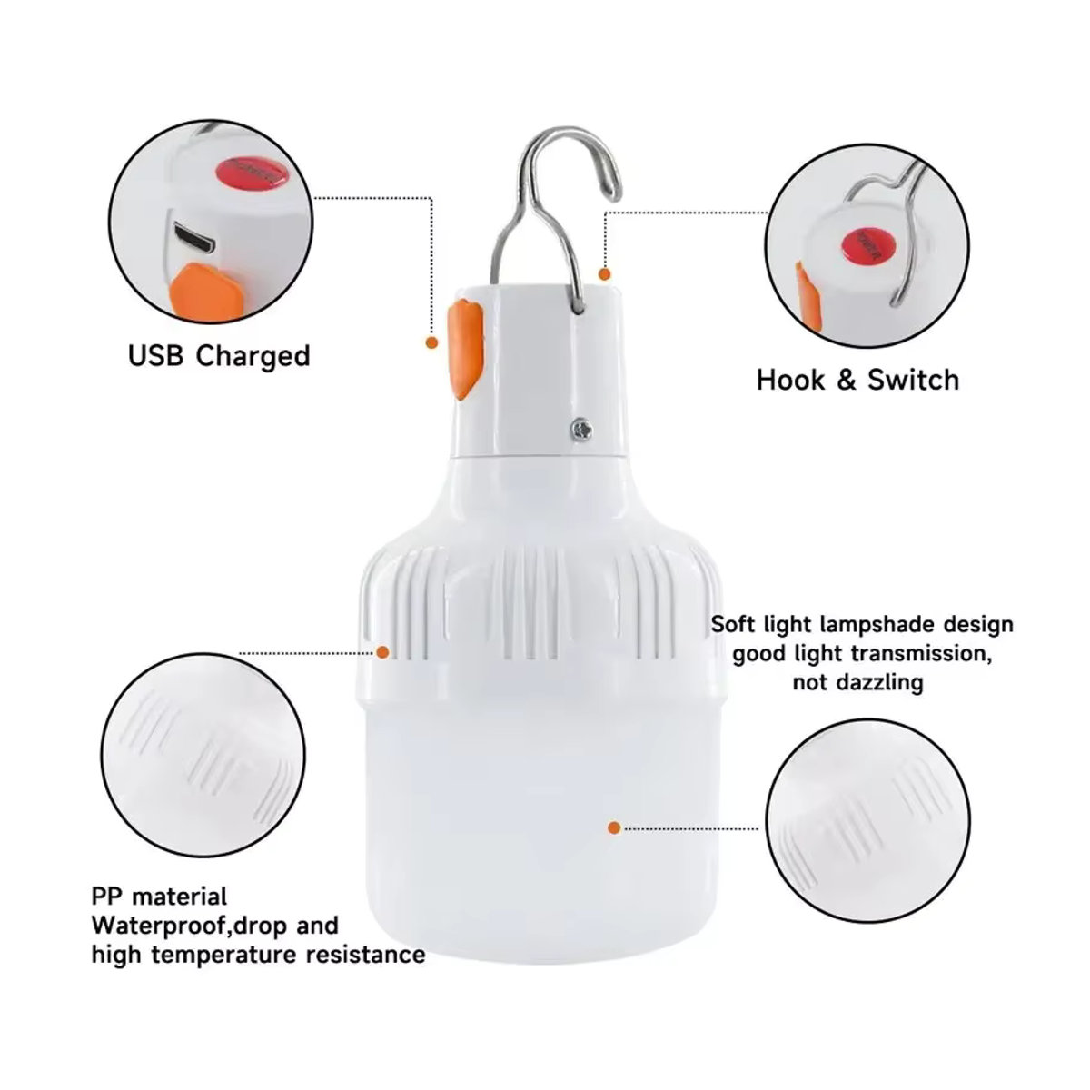 ESMARTER Tragbare LED Camping Laterne Wiederaufladbare Outdoor Beleuchtung für Zelt und Angeln - Bild 2