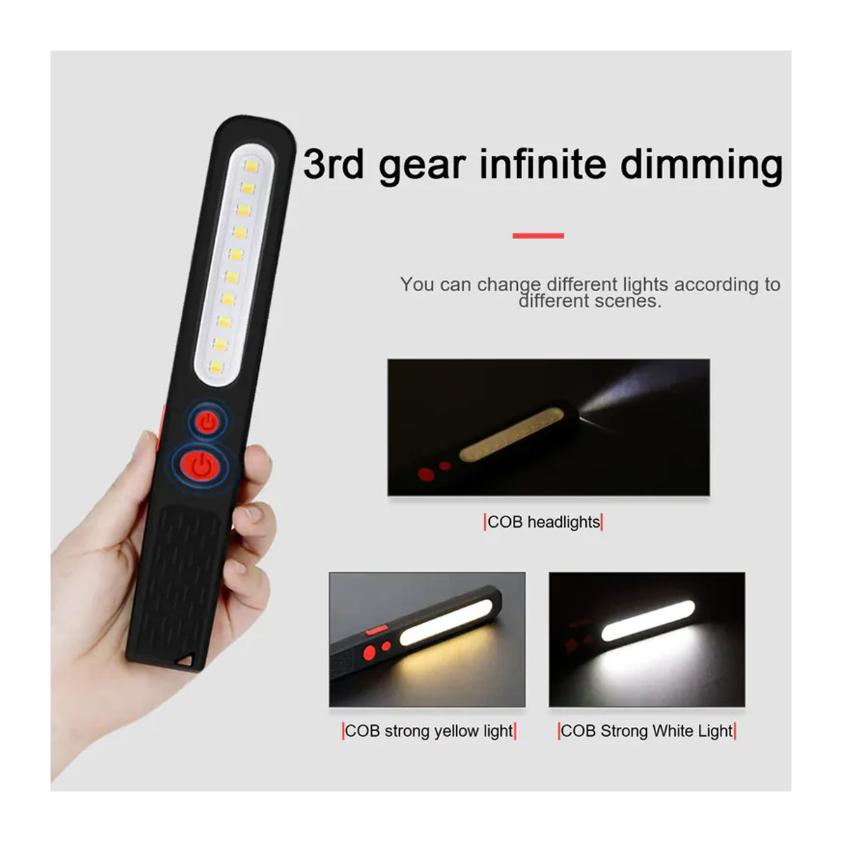 ESMARTER Tragbare LED-Laterne mit COB-Licht, magnetische USB-wiederaufladbare Taschenlampe und Penlight für Camping und Arbeit - Bild 3