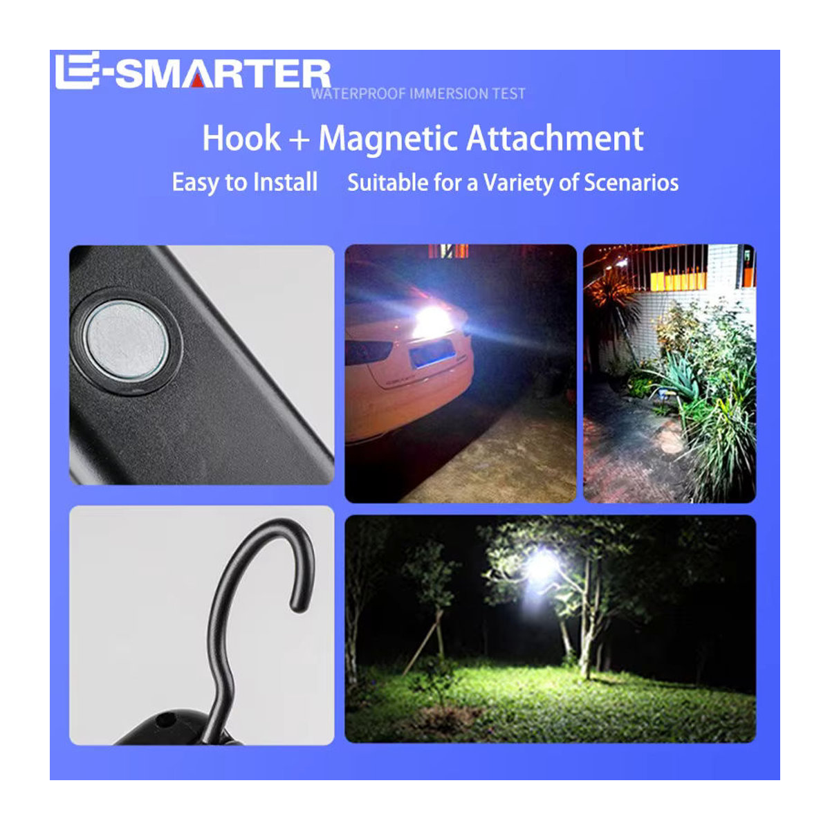 ESMARTER Tragbare LED Nachtlampe mit Magnet und 3 Beleuchtungsmodi, Wiederaufladbares Flutlicht für Auto-Reparatur, Camping und Notfälle - Bild 6