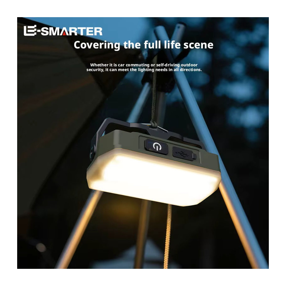 ESMARTER Tragbare Outdoor-Camping-Laterne mit langer Akkulaufzeit, wiederaufladbares Notlicht und starkem Magnet für Reparaturarbeiten - Bild 2