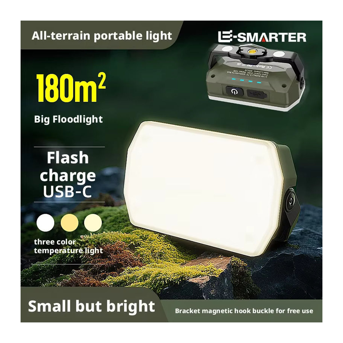ESMARTER Tragbare Outdoor-Camping-Laterne mit langer Akkulaufzeit, wiederaufladbares Notlicht und starkem Magnet für Reparaturarbeiten - Bild 3