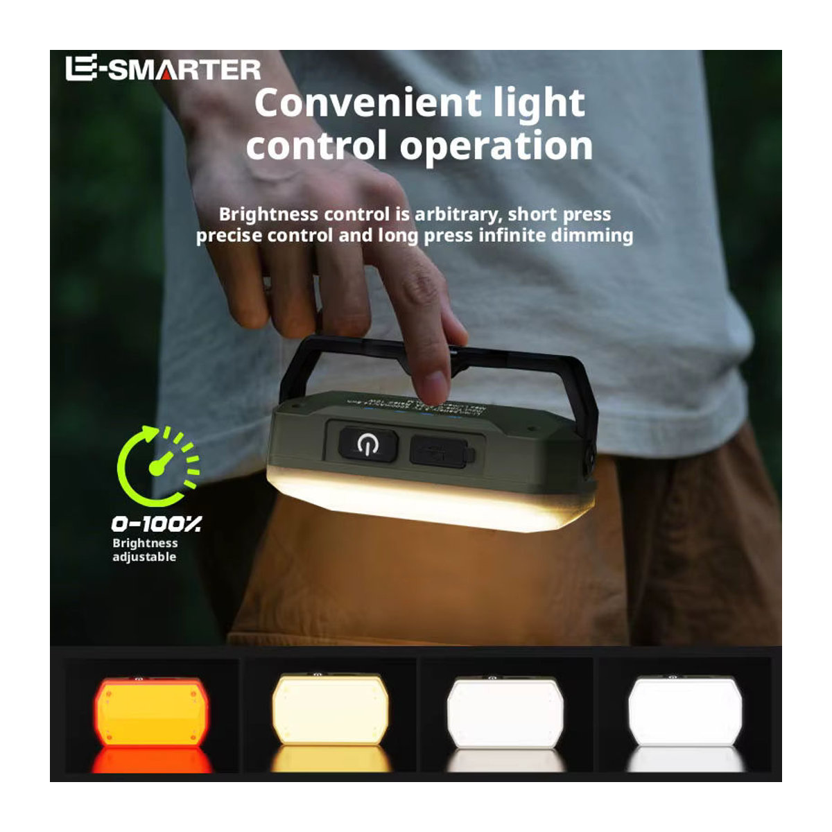 ESMARTER Tragbare Outdoor-Camping-Laterne mit langer Akkulaufzeit, wiederaufladbares Notlicht und starkem Magnet für Reparaturarbeiten - Bild 5