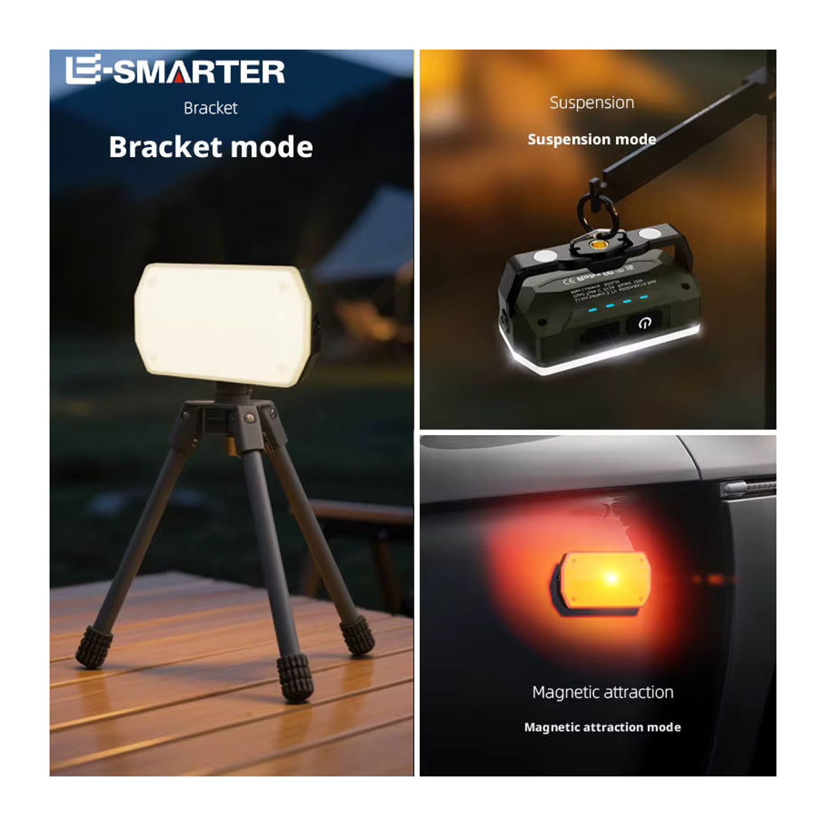 ESMARTER Tragbare Outdoor-Camping-Laterne mit langer Akkulaufzeit, wiederaufladbares Notlicht und starkem Magnet für Reparaturarbeiten - Bild 6