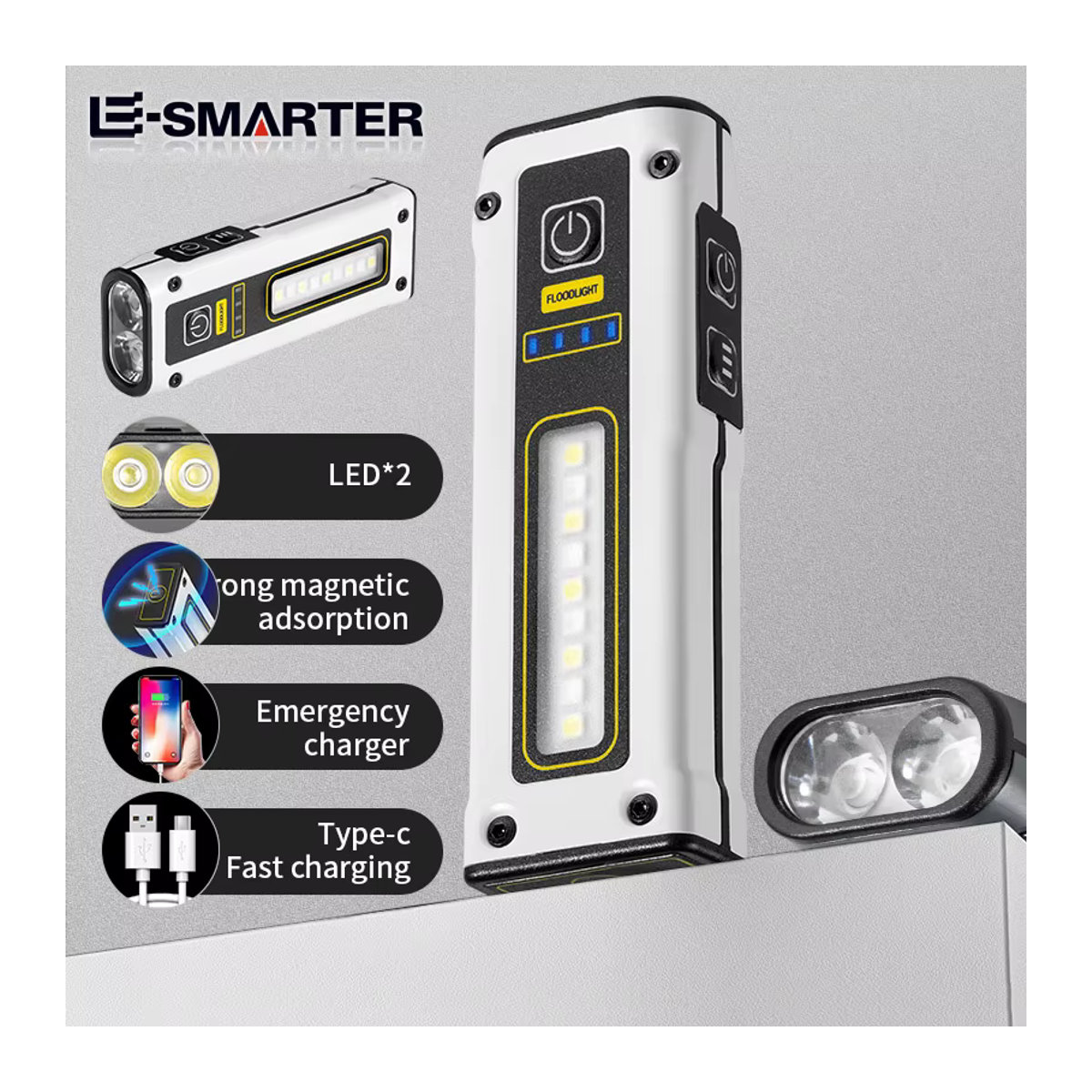 ESMARTER Wiederaufladbare LED-Taschenlampe mit Magnet und großer Reichweite für den Außenbereich - Bild 5