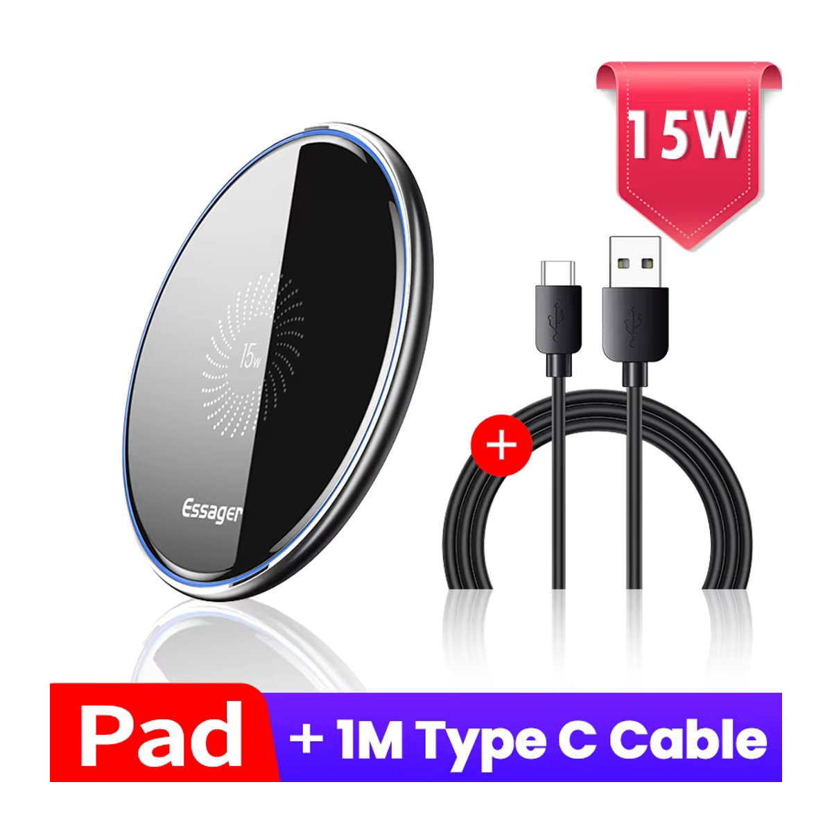 Essager 15 W Schnelles Drahtloses Ladegerät für iPhone 14 13 12, AirPods, Samsung S22 S10, Xiaomi und LG – Sichtbares Qi Wireless Lade-Pad - Bild 6