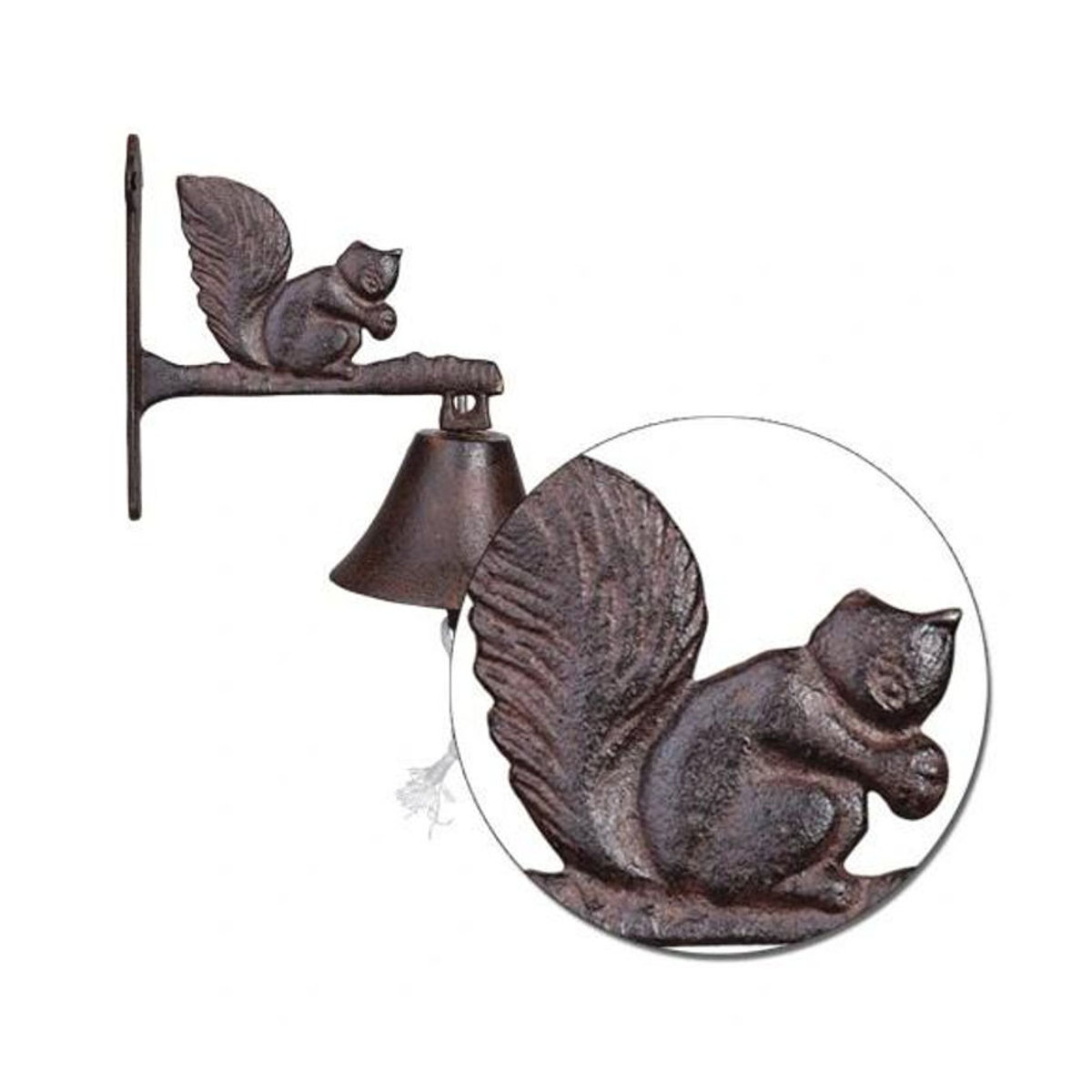 Esschert Design Türklopfer Eichhörnchen aus Gusseisen in Braun im Retro-Stil - Bild 4