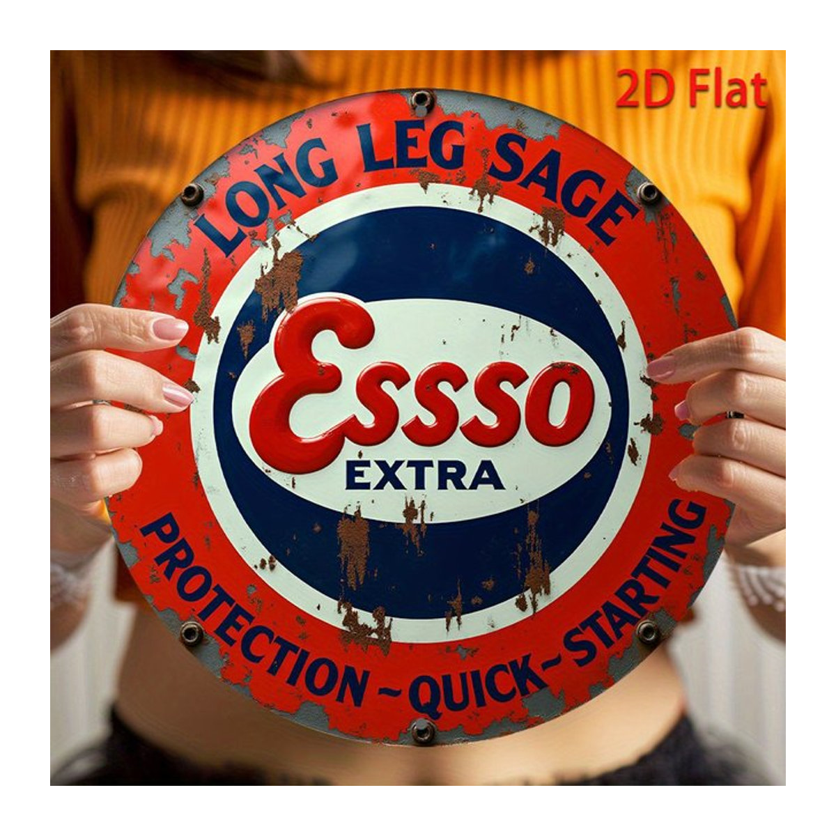 Esso Extra 2D Flach-Schild Runde Ölkannen-Wanddekoration aus Metall, mehrfarbig, Durchmesser: 20,32 cm - Bild 1