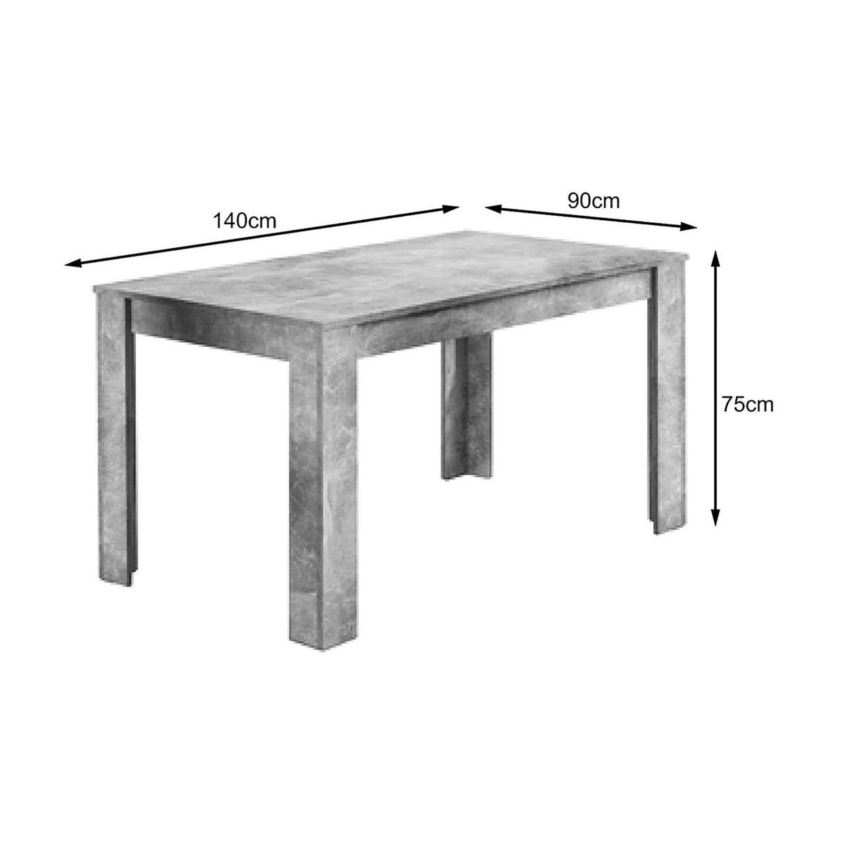 Esstisch byLIVING NEPAL in Grau mit Beton-Optik, B/T/H: 140 x 80 x 75 cm - Bild 2