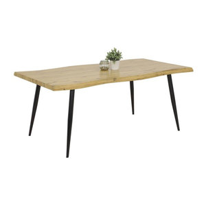 Esstisch GABI I von Hela in Eiche Natur und Schwarz im Industrial Design, B/T/H: 180 x 100 x 76 cm