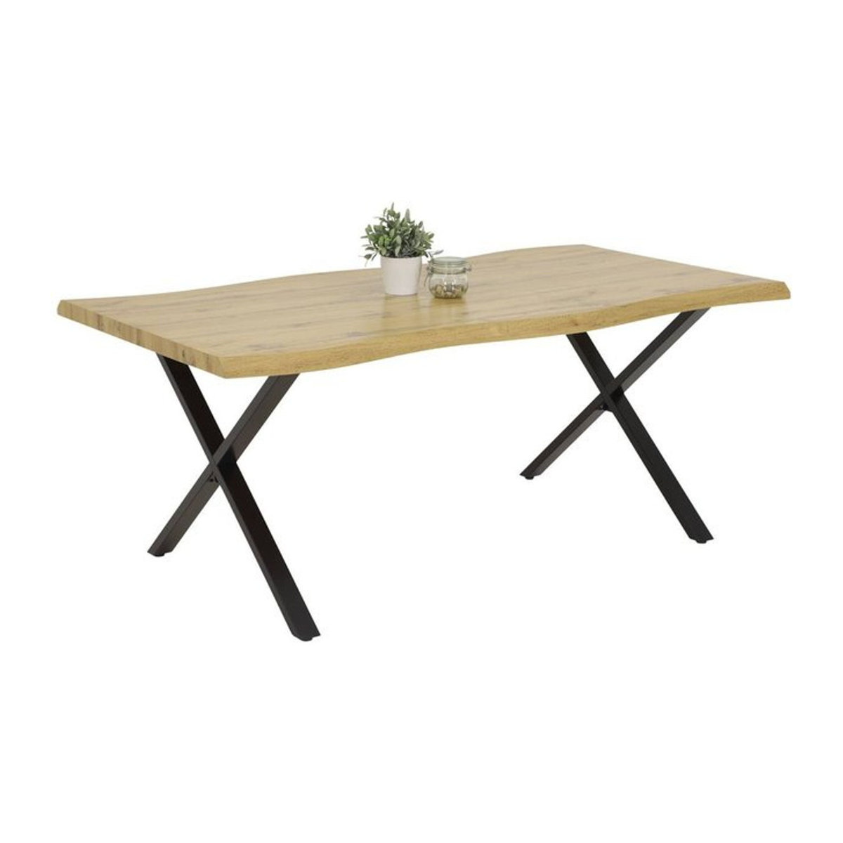 Esstisch Hela in Eiche Natur im Industrial Design aus Holz und Metall, B/T/H: 140 x 90 x 76 cm - Bild 1