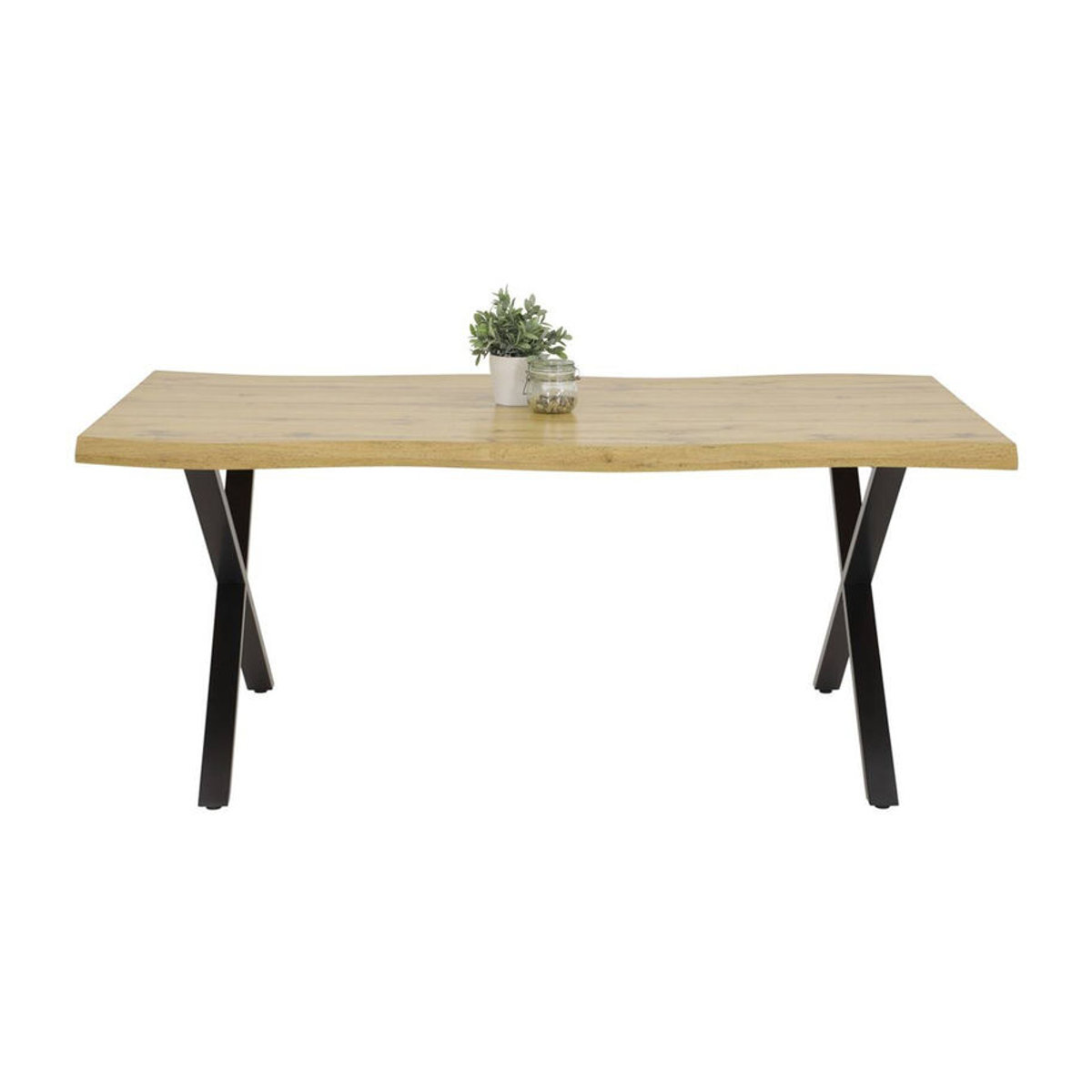 Esstisch Hela in Eiche Natur im Industrial Design aus Holz und Metall, B/T/H: 140 x 90 x 76 cm - Bild 2