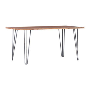 Esstisch TENSIO Modern Industrial aus Akazie Massivholz und Metall in Natur und Schwarz, Rechteckig, B: 160 cm, H: 90 cm, T: 44 cm