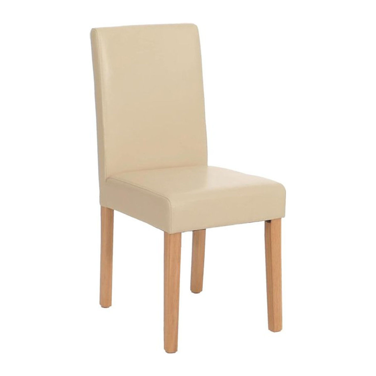 Esszimmerstuhl Littau von MCW aus Echtleder in Beige mit Holzbeinen - Bild 1